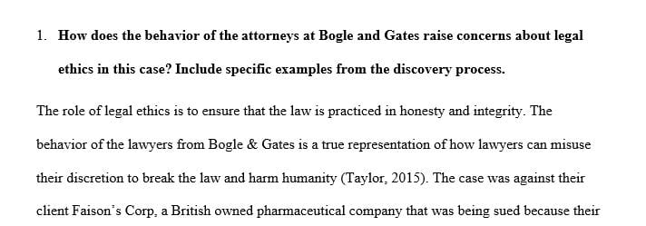 How does the behavior of the attorneys at Bogle and Gates raise concerns about legal ethics in this case